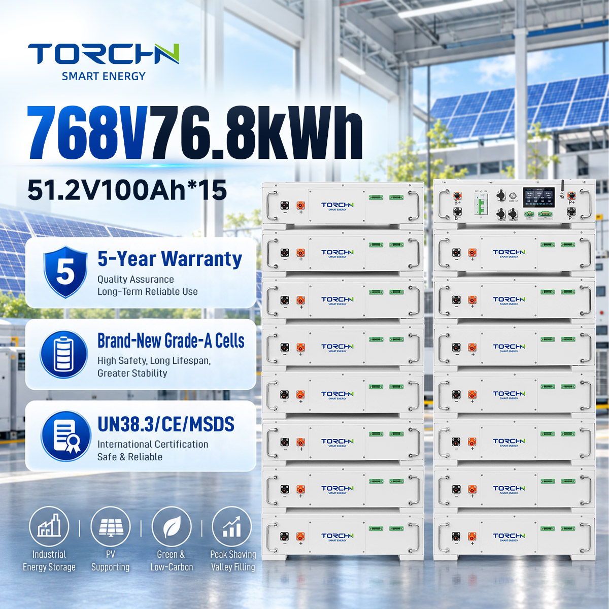 768V 76.8kWH high-voltage energy storage lithium battery