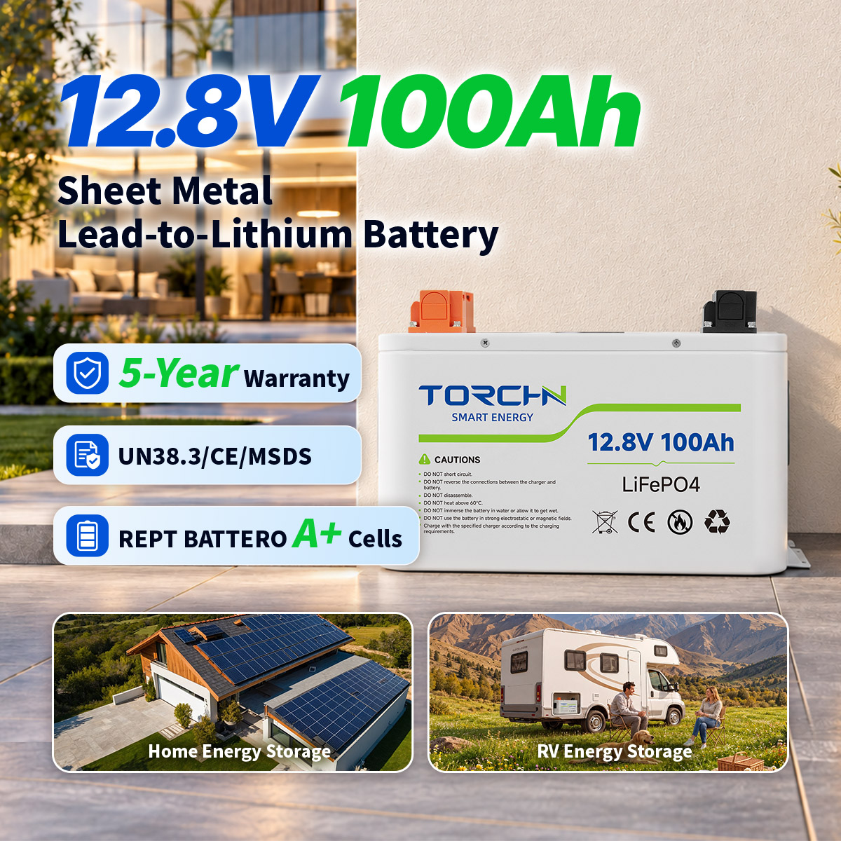 12.8V100Ah Lead-to-lithium batteries