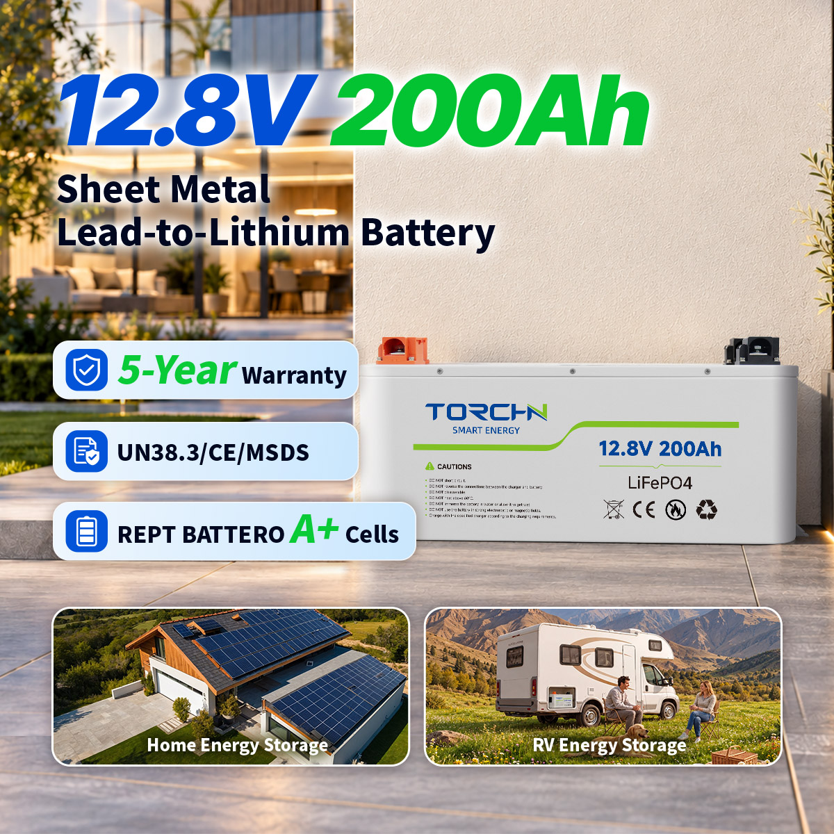 12.8V200Ah Lead-to-lithium batteries