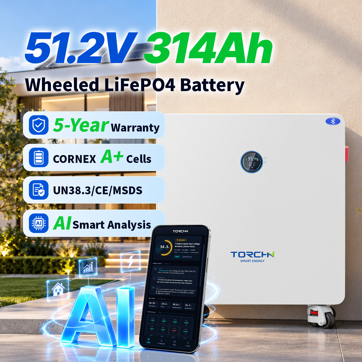 51.2V314Ah Wheeled lithium battery