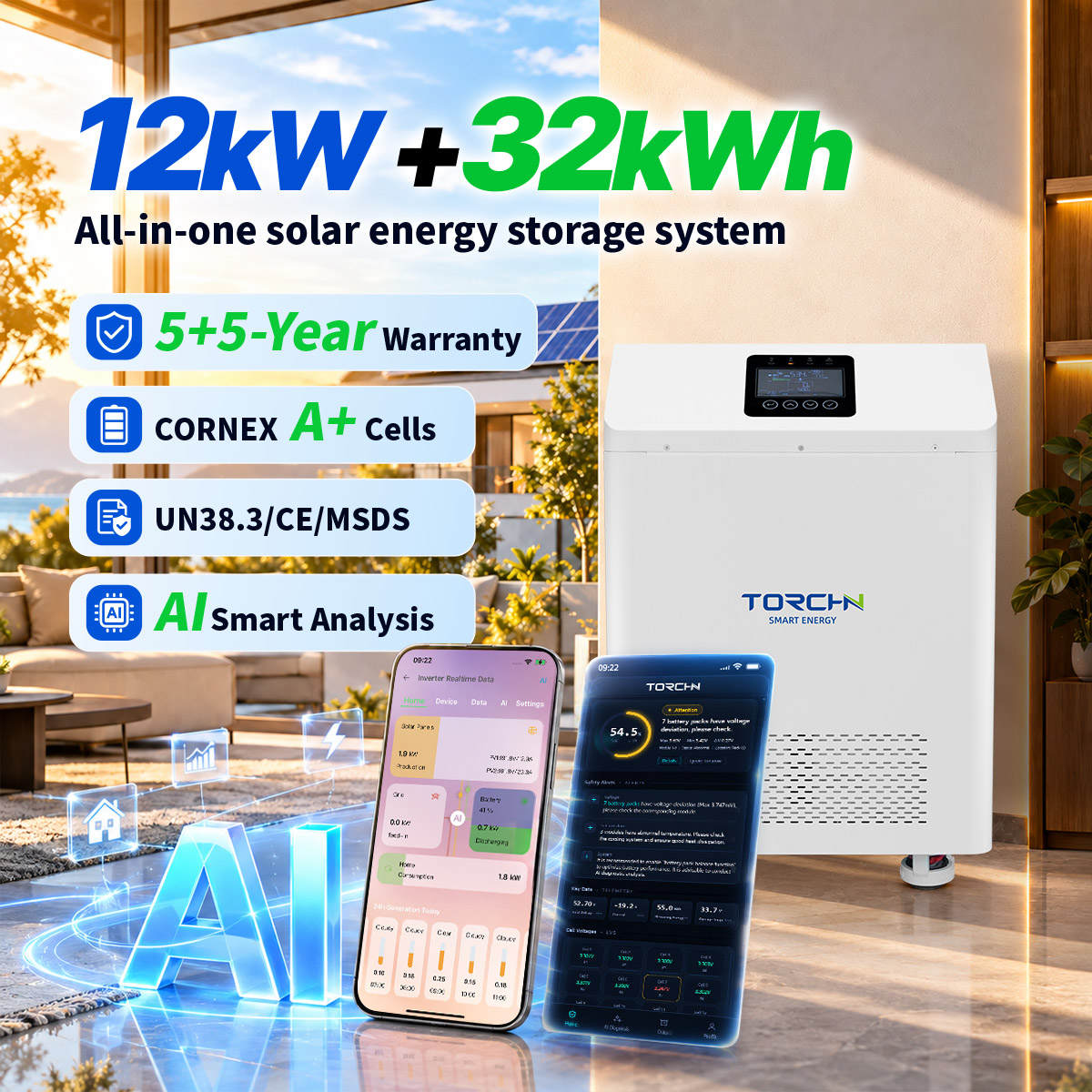 12kW32kWh All in One Solar Inverter Battery