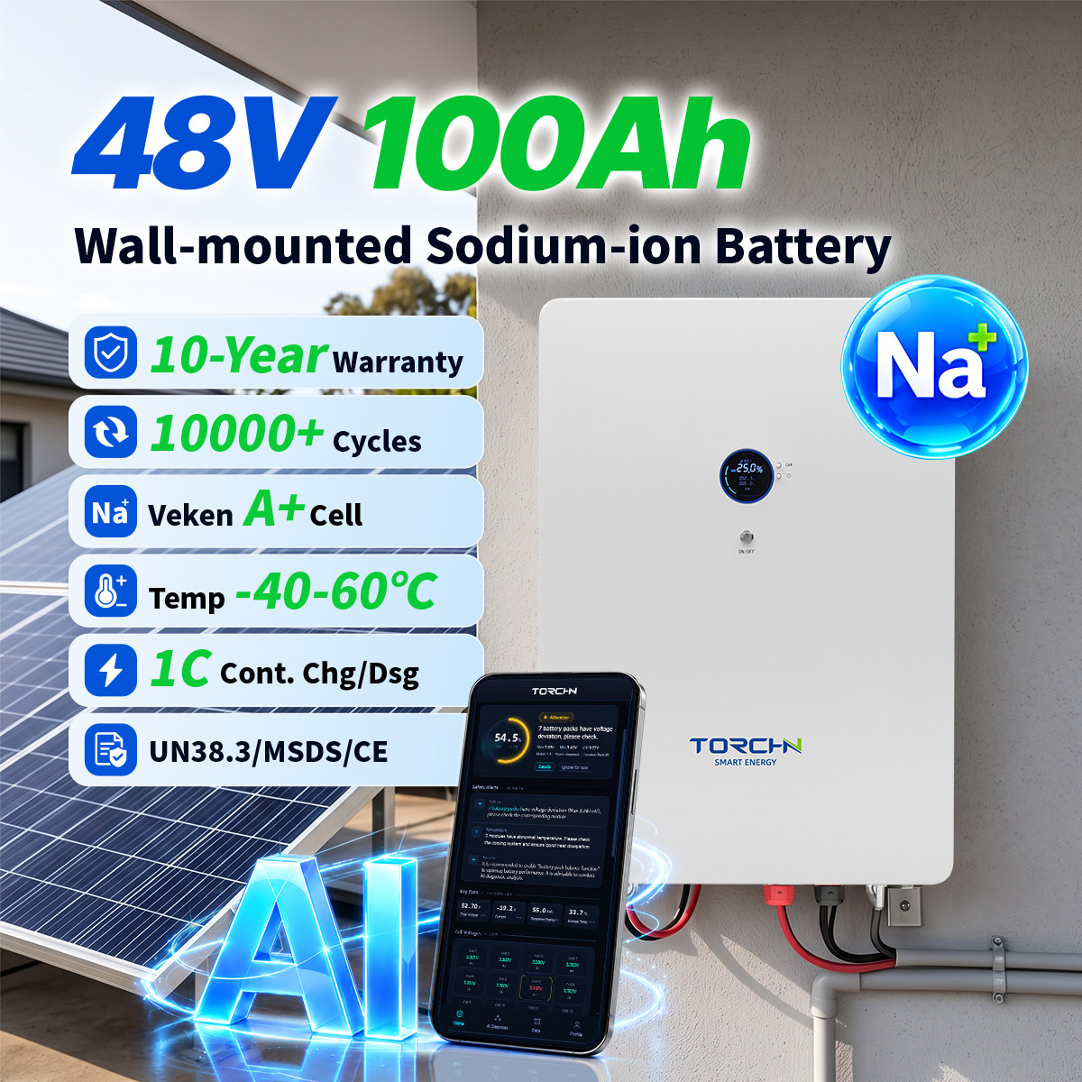 48.45V100Ah Wall-mounted sodium battery