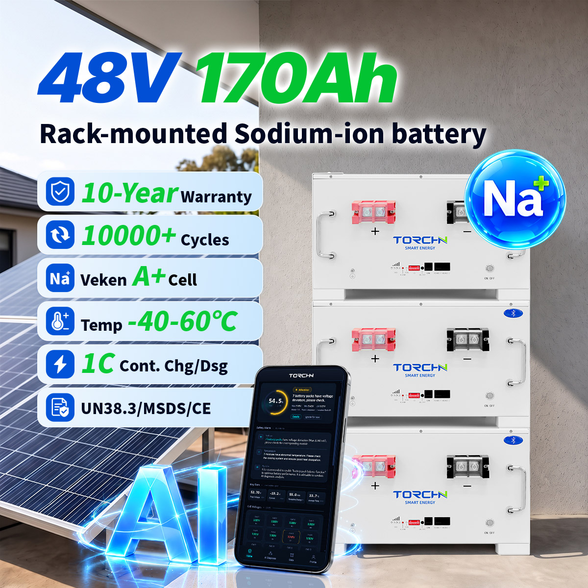 48.45V170Ah Rack-mounted energy storage sodium battery