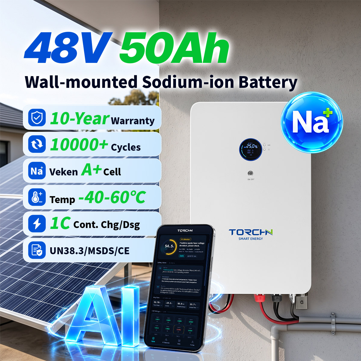 48.45V50Ah Wall-mounted sodium battery