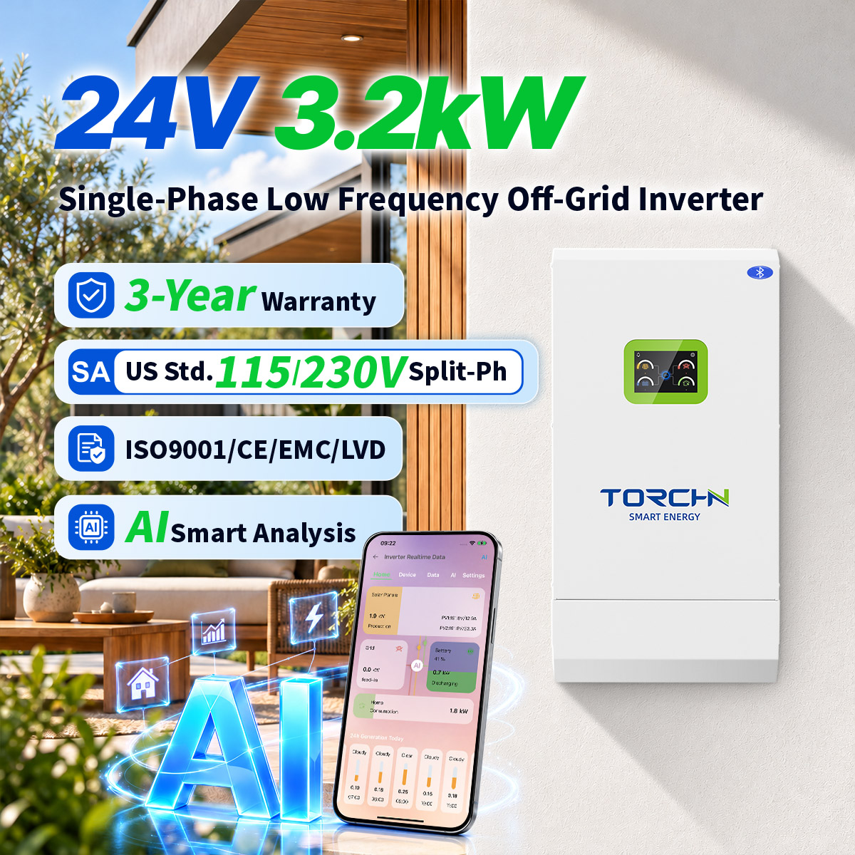 24V3.2kW Household energy storage inverter, American model