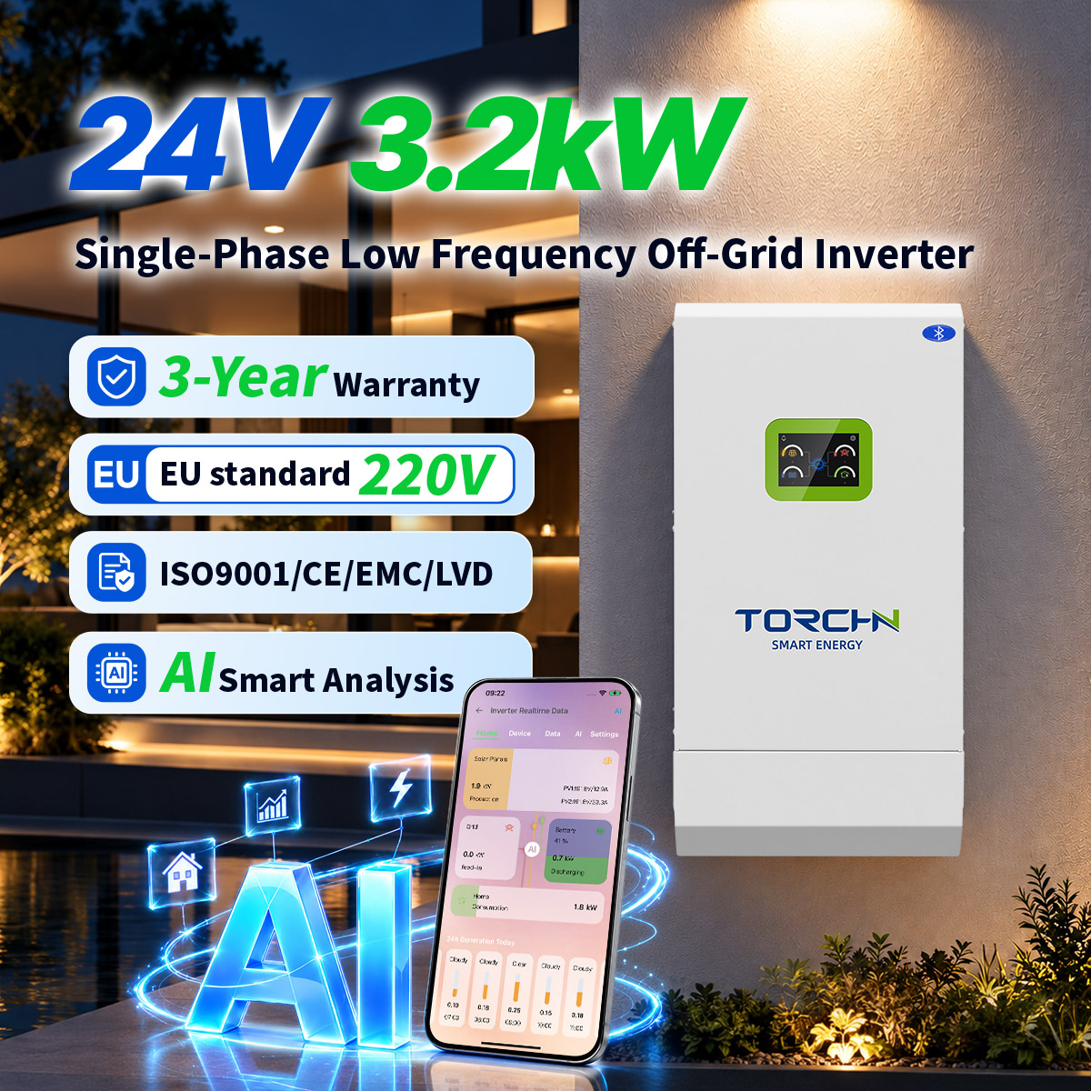 24V3.2kW Household energy storage inverter, European model