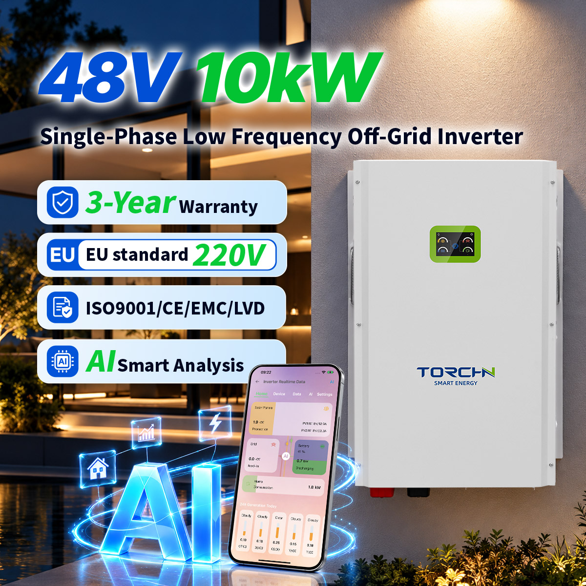 48V10kW Household energy storage inverter, European model